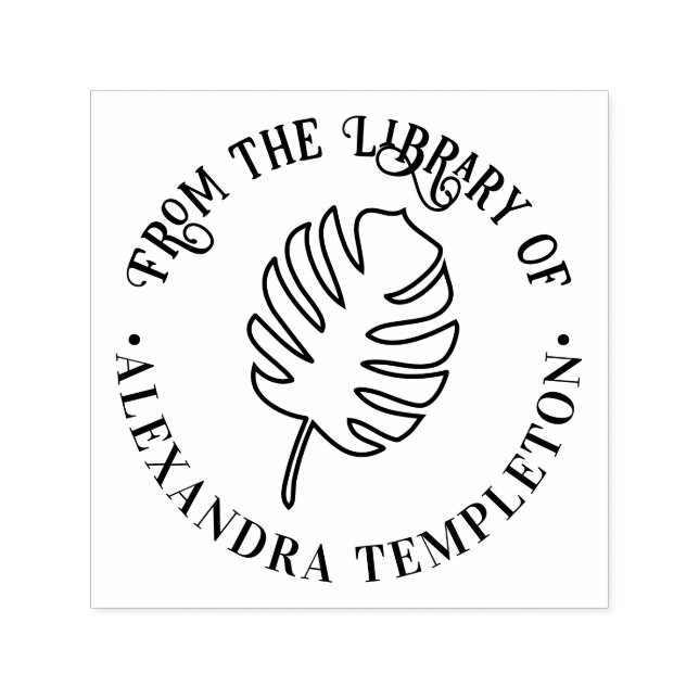 Monstera Löv B från Bibliotek vid Bok Namn Självfärgande Stämpel (Design)