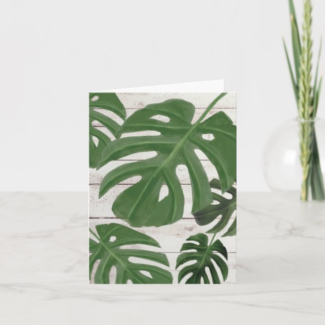 Monstera Löv Blank Note Card på träplåtar Anteckningskort (Framsida)