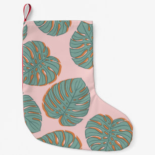 Monstera Löv: den tropiska Vintagen Mönster Liten Julstrumpa