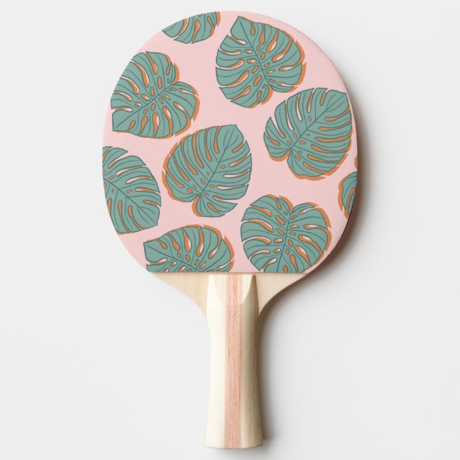 Monstera Löv: den tropiska Vintagen Mönster Pingisracket (Framsidan)