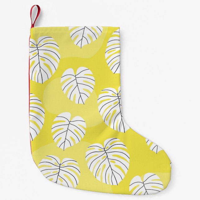 Monstera löv, god gult. liten julstrumpa (Framsidan)
