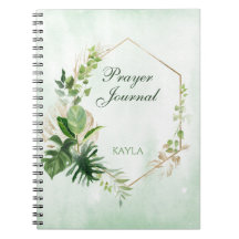 Monstera Löv Guld Ram Namn Prayer Journal