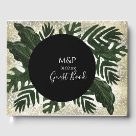 Monstera Löv Handdragen Greenery Bröllop Gästböcker