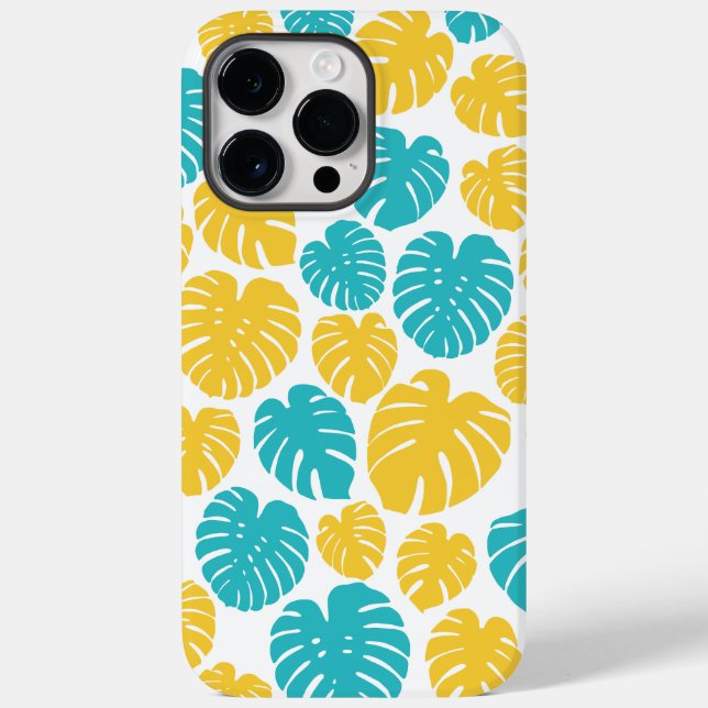 Monstera Löv i Turquise, Gult och White (Baksida)