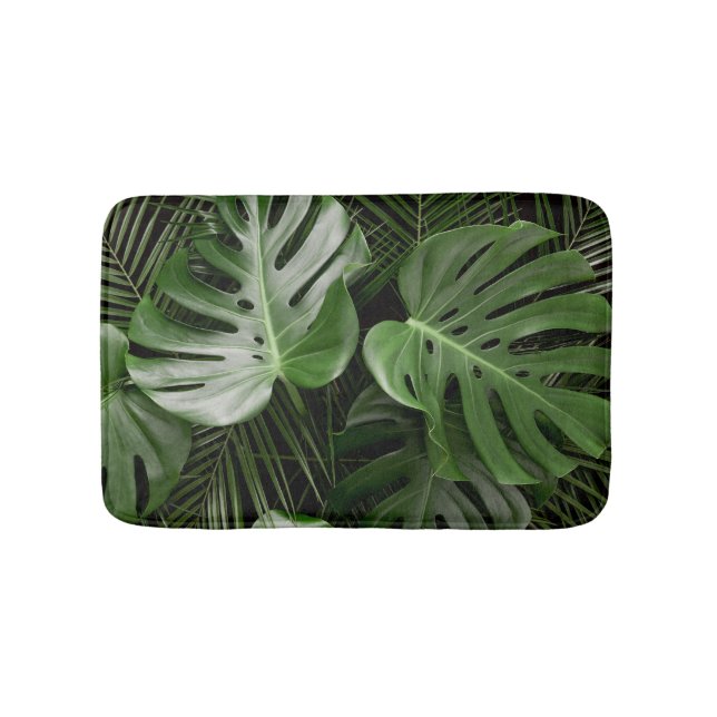 Monstera löv, lyxtropiskt utseende. badrumsmatta (Framsidan)