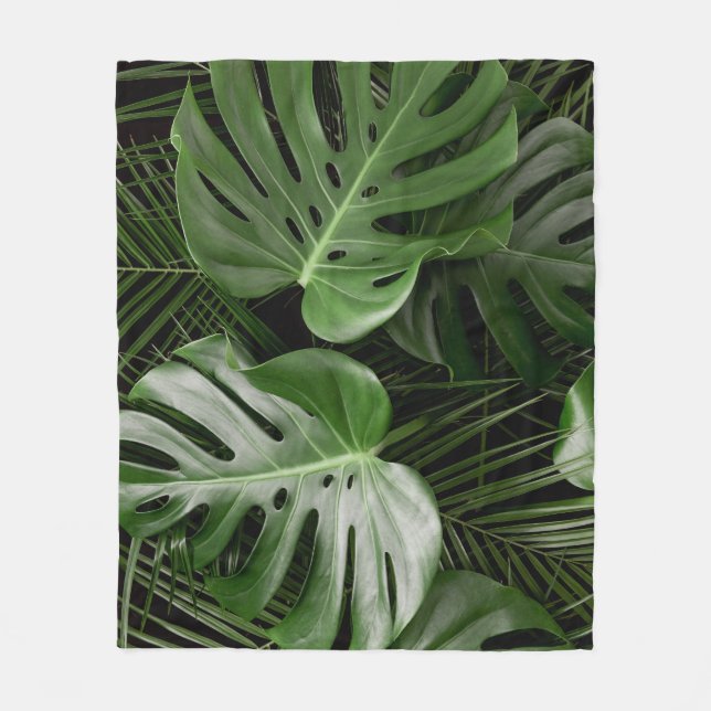 Monstera löv, lyxtropiskt utseende. fleecefilt (Framsidan)