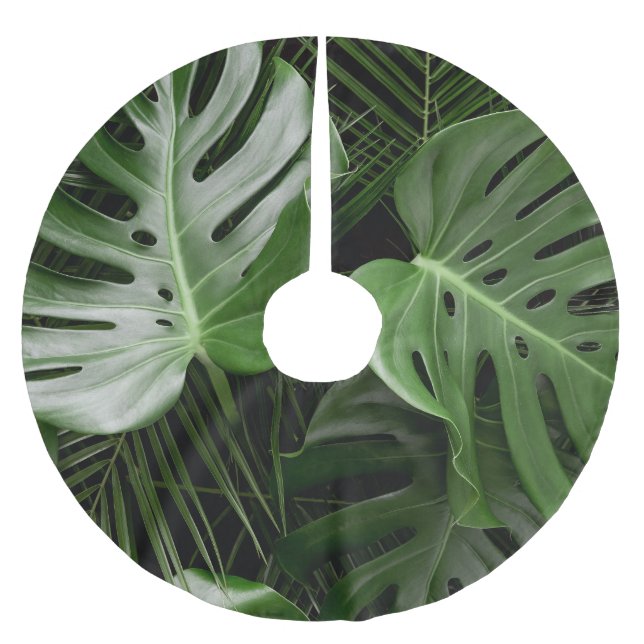 Monstera löv, lyxtropiskt utseende. julgransmatta borstad polyester (Framsidan)