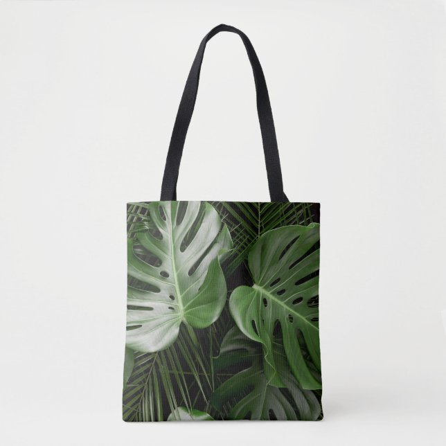 Monstera löv, lyxtropiskt utseende. tygkasse (Framsida)