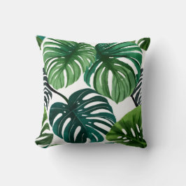 Monstera Löv Modern Watercolor Botanical Kudde