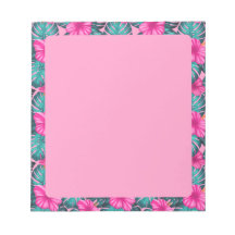 Monstera Löv och Hibiscus, Teal och Rosa