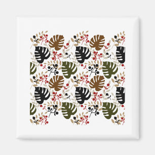 Monstera löv och ris magnet