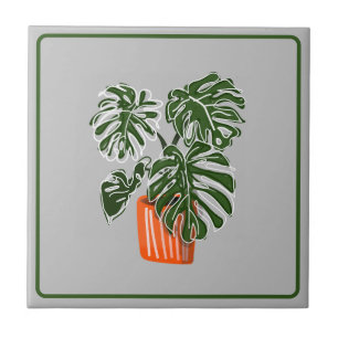 Monstera Löv Plant Ceramic Title Ceramic Tile Kakelplatta