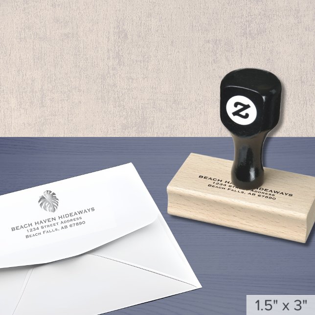 Monstera Löv Returadress Frimärke Stämpel (Skapare uppladdad)