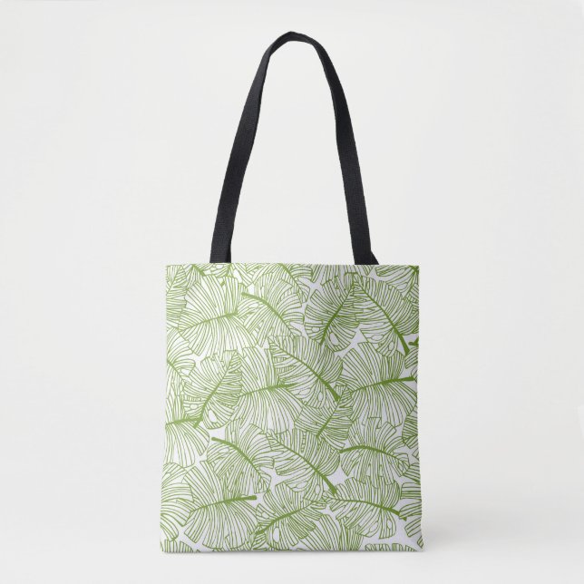 Monstera löv, sömlös blommigt design. tygkasse (Framsida)