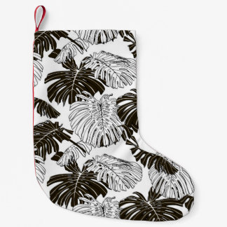 Monstera löv sömlös mönster liten julstrumpa