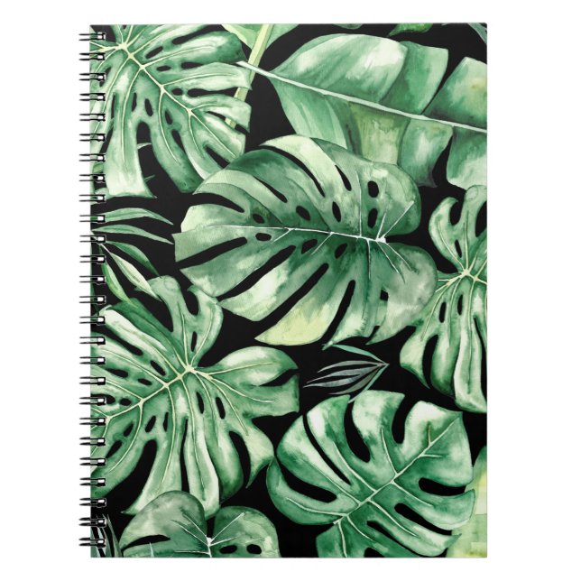 Monstera Löv Spiral fotopatbok för fotnoter Anteckningsbok (Framsidan)