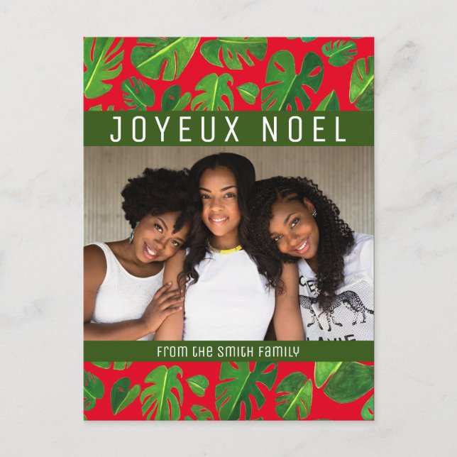 Monstera Löv Tropical Grönt Mönster ANPASSNINGSBAR Vykort (Framsida)