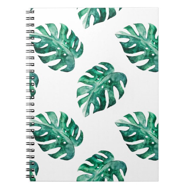 Monstera löv. Tropisk illustration mönster Anteckningsbok (Framsidan)