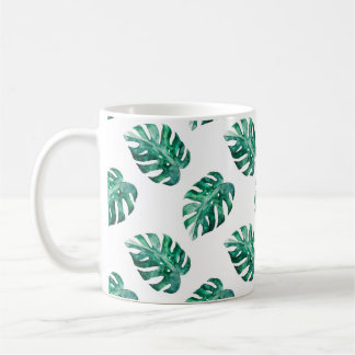 Monstera löv. Tropisk illustration mönster Kaffemugg