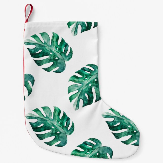 Monstera löv. Tropisk illustration mönster Liten Julstrumpa (Framsidan)
