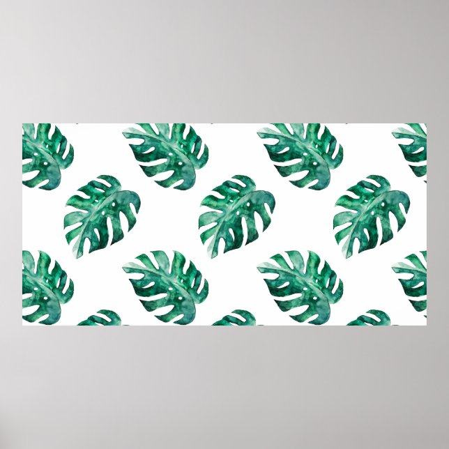 Monstera löv. Tropisk illustration mönster Poster (Framsidan)