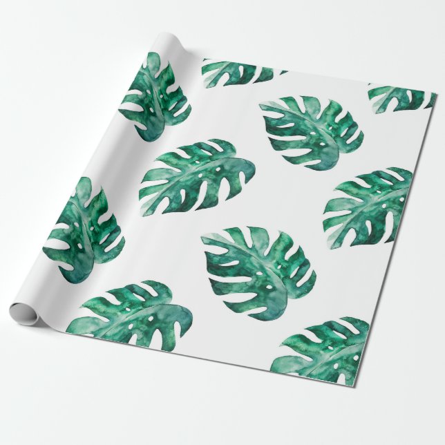 Monstera löv. Tropisk illustration mönster Presentpapper (Utrullad)