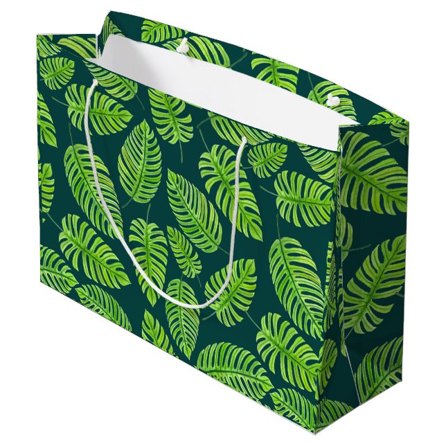 Monstera löv, tropiska vattenfärgen mönster (Baksidan Vinklad)