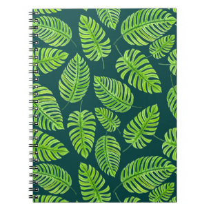 Monstera löv, tropiska vattenfärgen mönster anteckningsbok