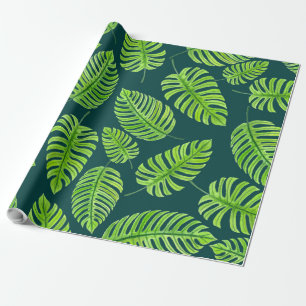 Monstera löv, tropiska vattenfärgen mönster presentpapper