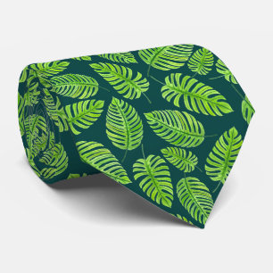 Monstera löv, tropiska vattenfärgen mönster slips