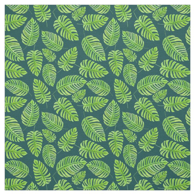 Monstera löv, tropiska vattenfärgen mönster tyg (Provkarta)