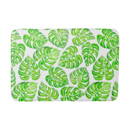 Monstera löv, vattenfärg badrumsmatta