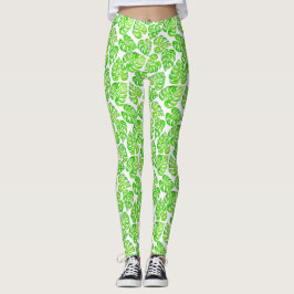 Monstera löv, vattenfärg leggings