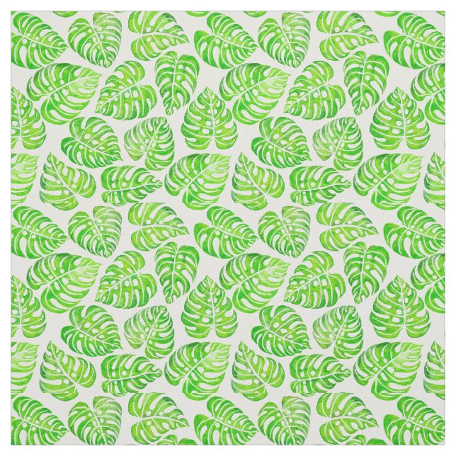 Monstera löv, vattenfärg tyg (Provkarta)
