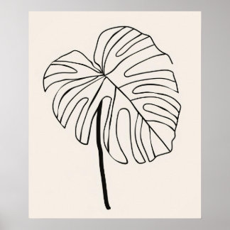 Monstera löv, växtminimalistisk modern konst poster