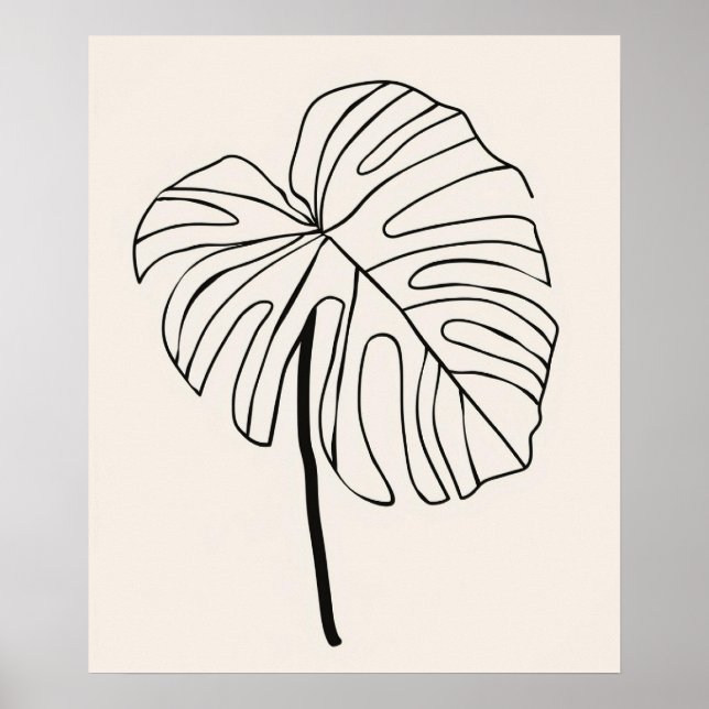 Monstera löv, växtminimalistisk modern konst poster (Framsidan)