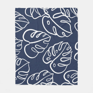 Monstera Löv: Vintage Hand plockade. Fleecefilt