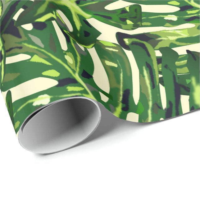 Monstera Löv Wrapping Papper Presentpapper (Rullad Hörn)