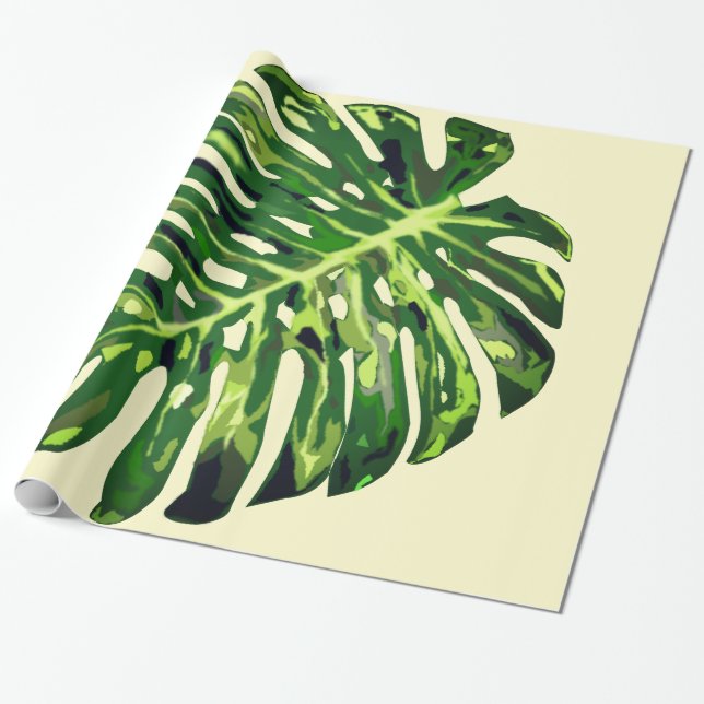Monstera Löv Wrapping Papper Presentpapper (Utrullad)