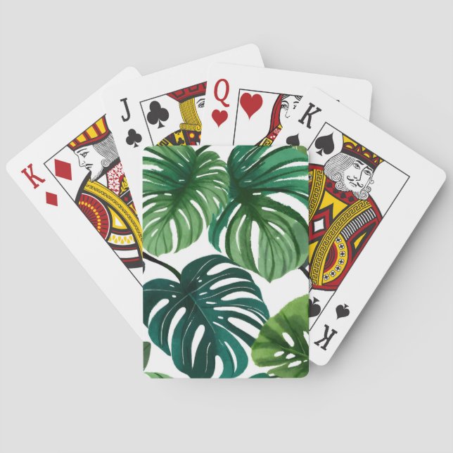 Monstera Lövs | Enkel modern vattenfärg Casinokort (Baksidan)