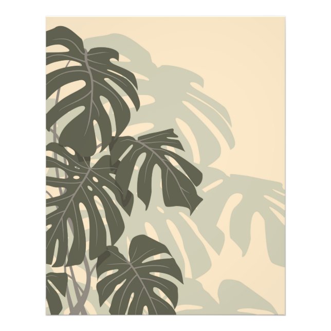 Monstera lövs (Grönt och Sand) Fototryck (Framsidan)