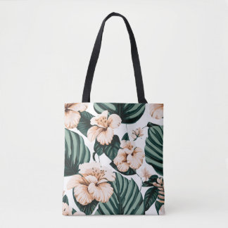 Monstera lövs hibiscus tygkasse