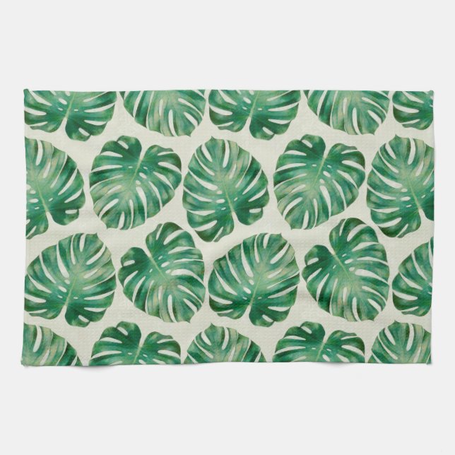 Monstera lövs kökshandduk (Horisontell)