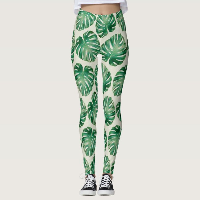 Monstera lövs leggings (Framsida)