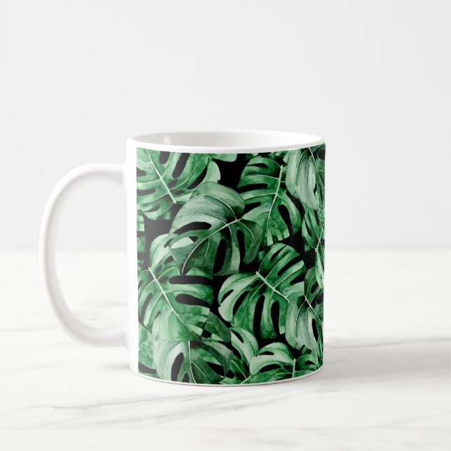 Monstera lövs mönster kaffemugg (Vänster)