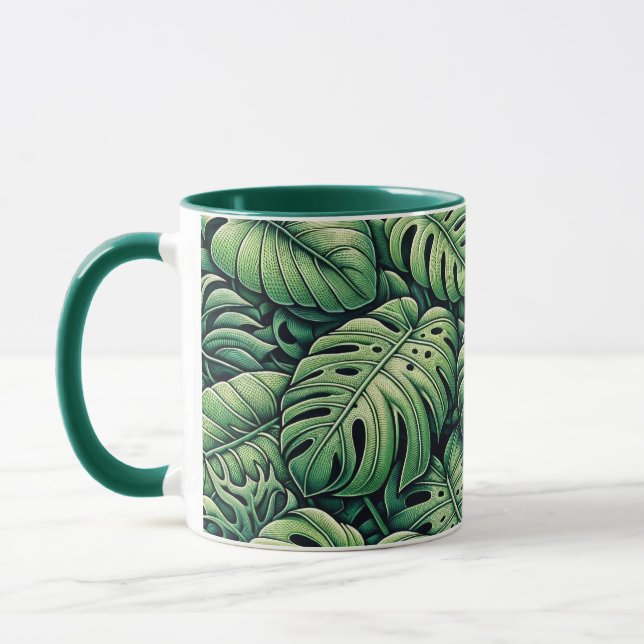 Monstera Lövs Mönster Mugg (Vänster)