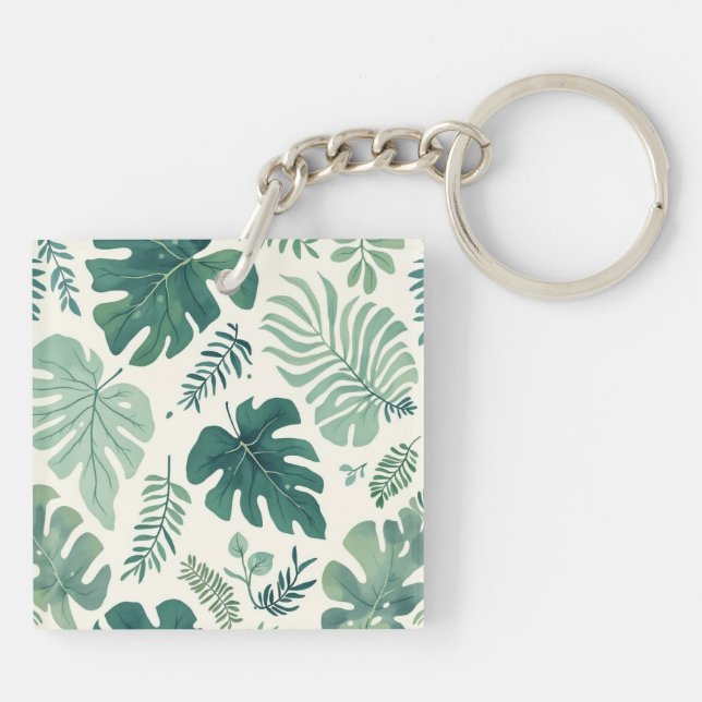 Monstera Mood - Tropical Löv Acrylic Keychain (Baksidan)