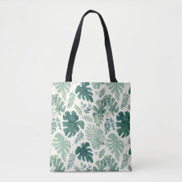Monstera Mood - Tropical Löv Mönster Tote Bag Tygkasse