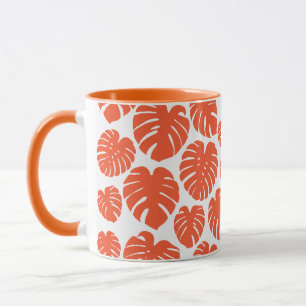 Monstera - Orange och vit Mugg