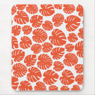 Monstera - Orange och vit Musmatta